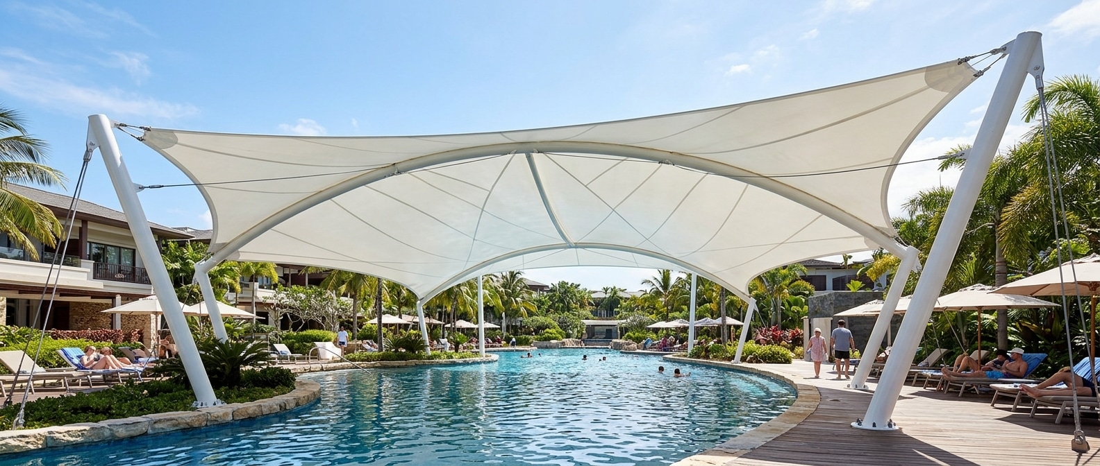 PVDF tensile membrane structure Importing Aquatic Shades Navigating Logistics for