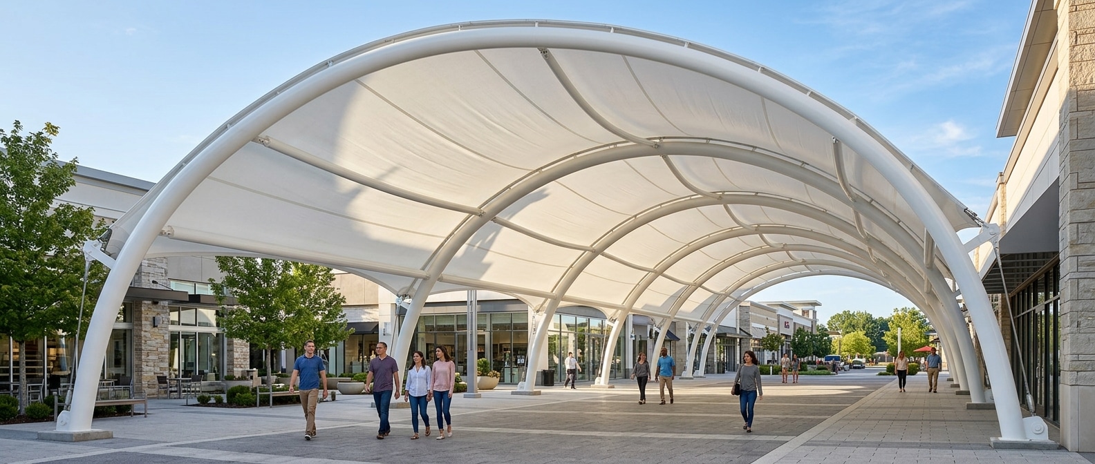 PVDF tensile membrane structure Structuring Your Retail Walkway Canopy RFQ for Fas