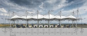 PVDF tensile membrane structure Drafting Infrastructure RFQs Toll Station Enginee