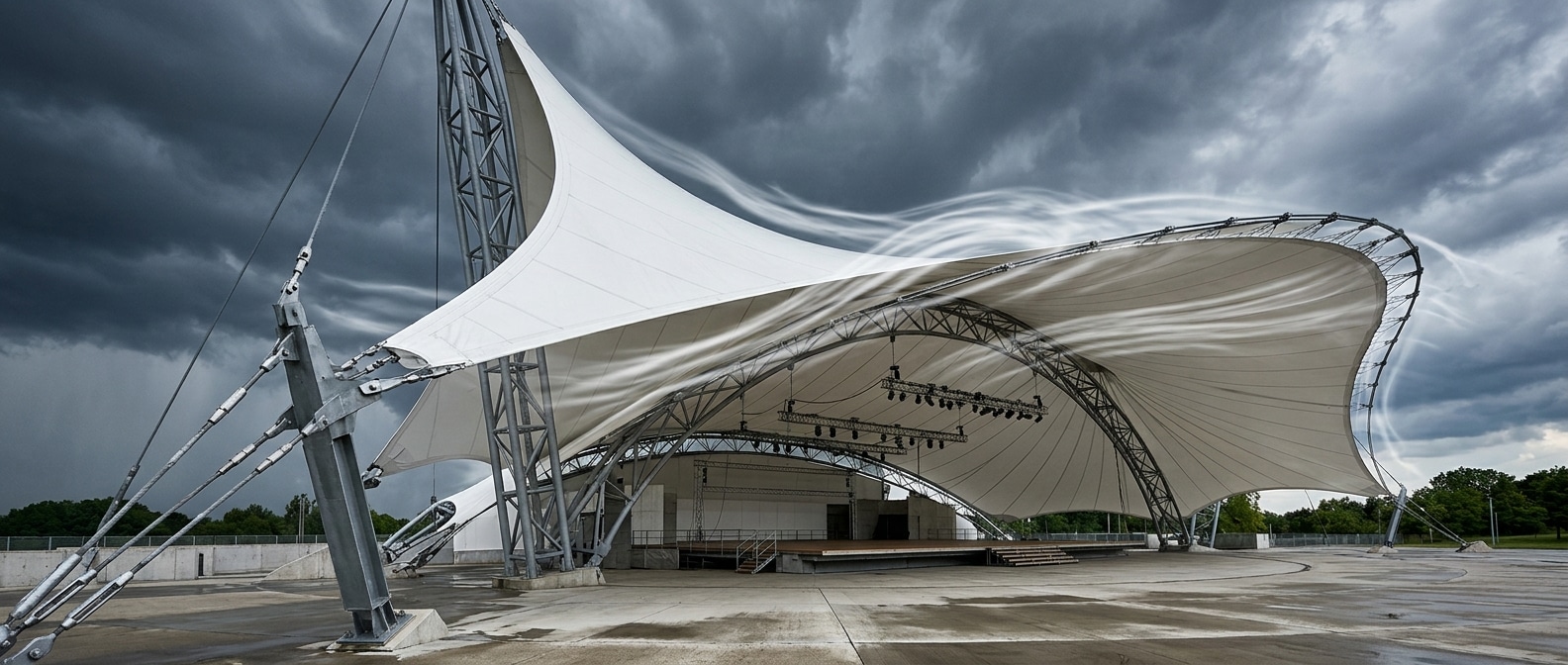 PVDF tensile membrane structure Tensile Stage Canopy vs Frame Tent The Financial