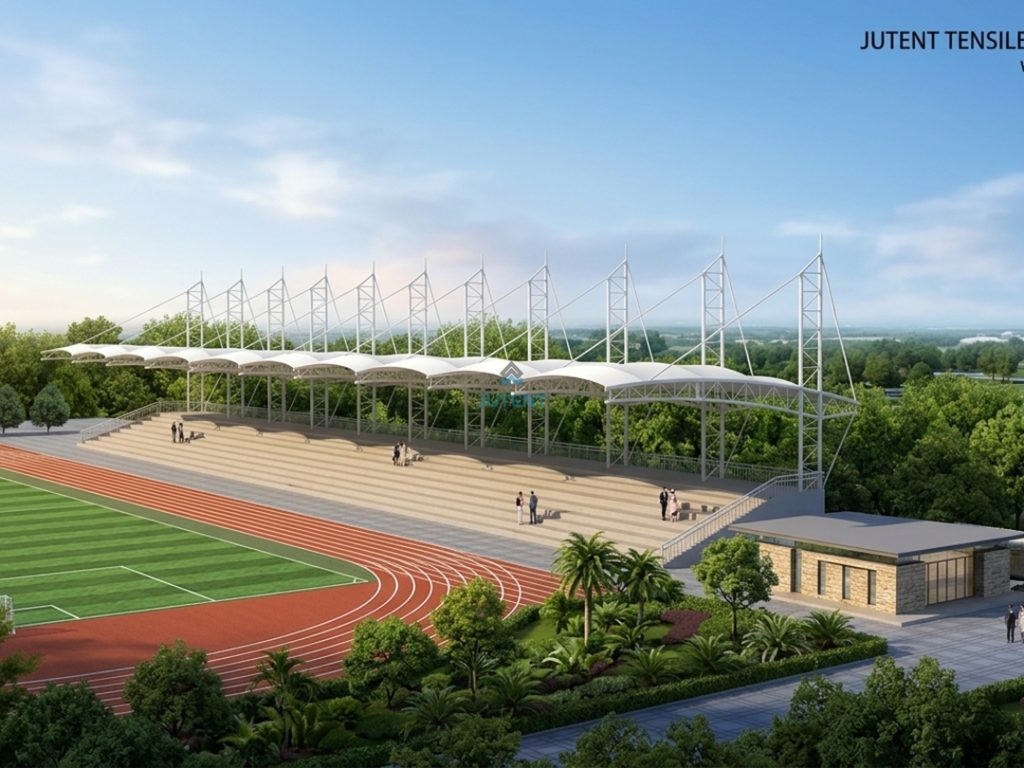 Modern Tensile Membrane Canopy for Stadium Grandstands